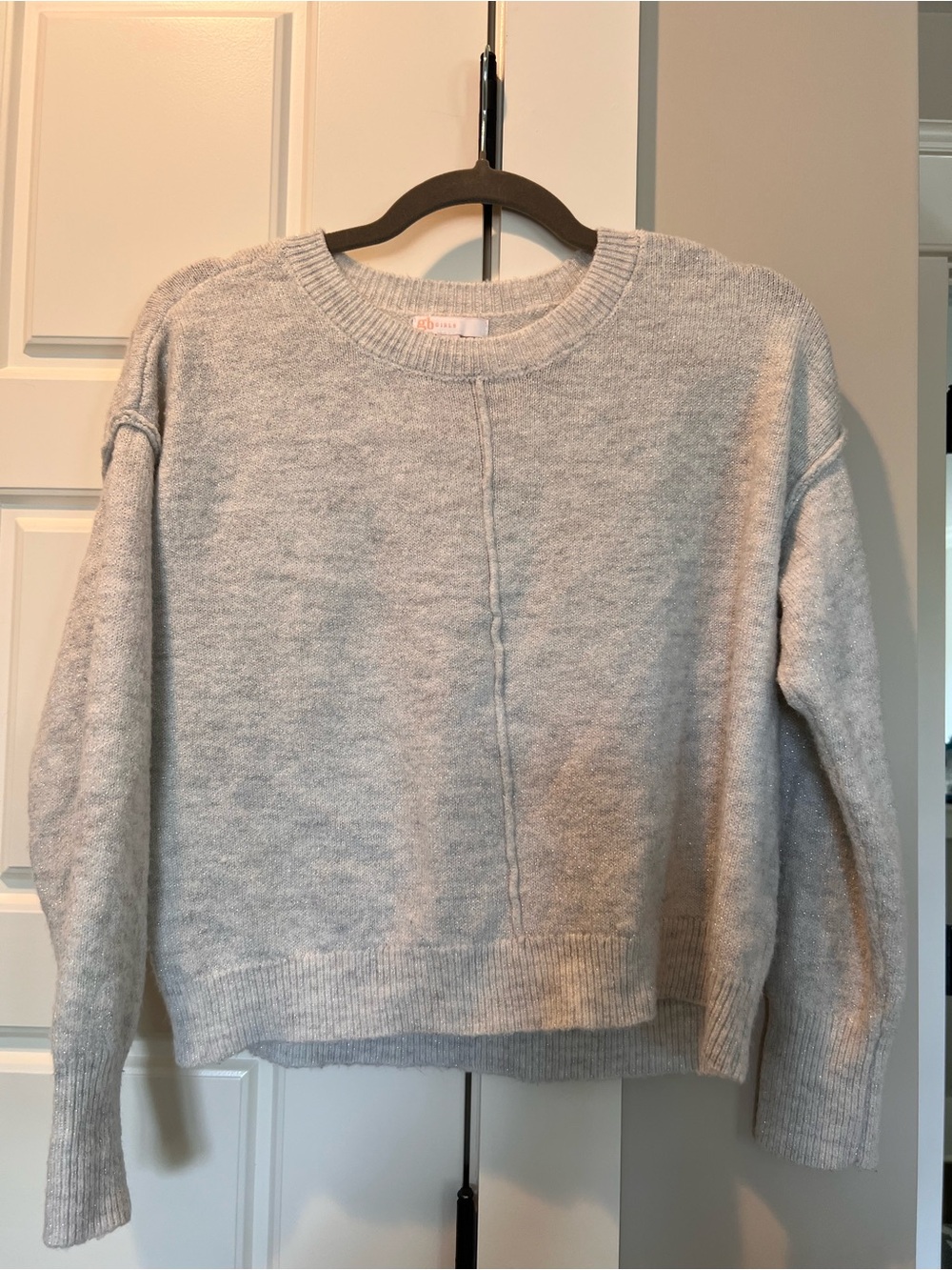 GB girls Light Gray Crewneck Sweater with Center Seam